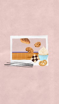 Bakery aesthetic phone wallpaper, instant photo film collage