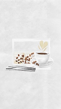 Coffee aesthetic phone wallpaper, instant photo film collage