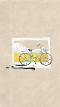 Bicycle aesthetic phone wallpaper, instant photo film collage