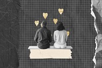 Couple aesthetic, man and woman sitting collage art