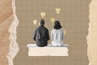 Couple aesthetic, man and woman sitting collage art