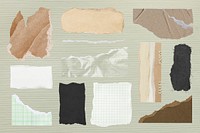 Earth tone ripped paper collage element set psd