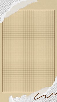 Beige grid mobile wallpaper, ripped paper collage element