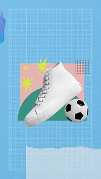 Football sneaker phone wallpaper,  sport paper collage art