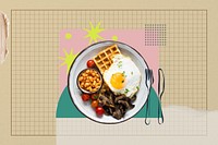 English breakfast, food paper collage art