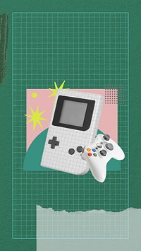 Wireless game console phone wallpaper, entertainment paper collage art