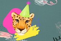 Birthday tiger background, animal collage art