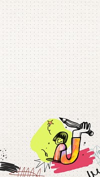 Creative woman doodle iPhone wallpaper, cute illustration