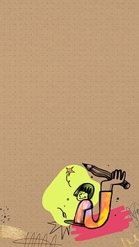 Creative woman doodle iPhone wallpaper, cute illustration