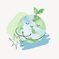 Cute green globe, environment collage art