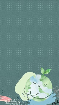 Cute green globe iPhone wallpaper, environment collage art