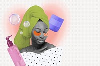 Women's skincare routine, beauty collage art