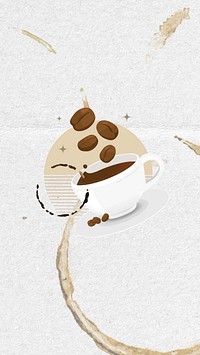 Coffee cup mobile wallpaper, collage remix design