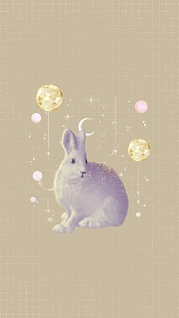 White bunny  iPhone wallpaper, animal collage art