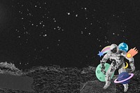 Astronaut space aesthetic background, paper collage art