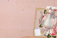 Aesthetic pink floral background, collage remix design