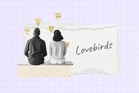 Lovebirds word, couple aesthetic collage art