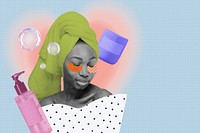 Women's skincare routine, beauty collage art