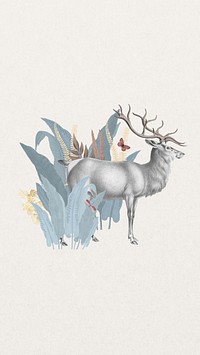 Vintage elk phone wallpaper, wild animal background