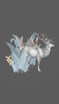 Vintage elk phone wallpaper, wild animal background