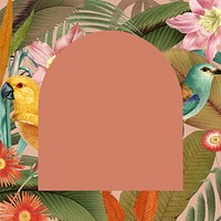 Colorful tropical plant frame background, vintage patterned design