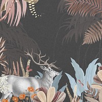 Aesthetic elk wildlife background, botanical border