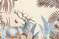 Aesthetic elk wildlife background, botanical border