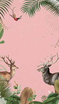Vintage deer elk mobile wallpaper, wildlife border frame