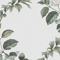 Gray vintage leaf background, botanical border frame