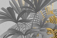 Palm trees pattern background, black and gold illustration