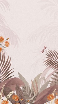 Tropical jungle pastel phone wallpaper, pink aesthetic background
