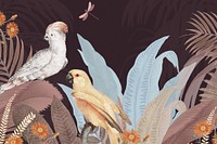 Exotic jungle bird background, aesthetic botanical illustration