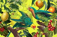 Tropical birds pattern background, jungle illustration