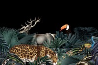 Vintage jungle animal background, wildlife border