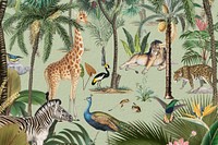 Wild animals pattern background, jungle illustration