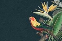 Sun parakeet tropical background, dark blue textured design