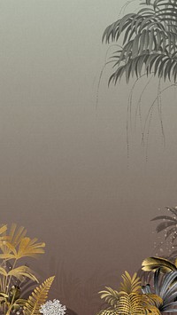 Aesthetic palm leaf mobile wallpaper, golden border background