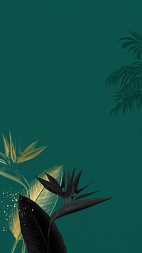 Bird of paradise iPhone wallpaper, green exotic plant border