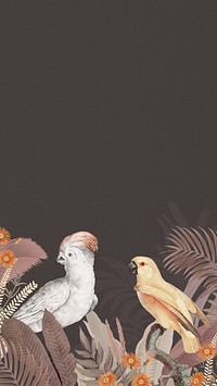 Exotic jungle bird iPhone wallpaper, aesthetic botanical background