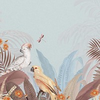 Exotic jungle bird background, aesthetic botanical border