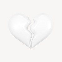 White broken heart, 3D illustration