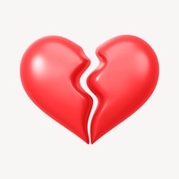Red broken heart, 3D illustration