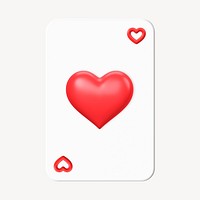 Heart play card, 3D love illustration