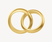 Gold wedding rings, 3D jewelry illustration