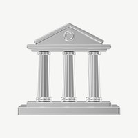 Silver courthouse building, 3D architecture illustration psd