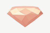 Rose gold diamond, 3D rendering shape psd