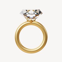 Gold diamond ring, 3D jewelry illustration