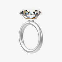 Silver diamond ring, 3D jewelry illustration