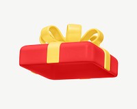 Red gift box lid, 3D collage element psd