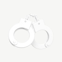 White handcuffs, 3D collage element psd